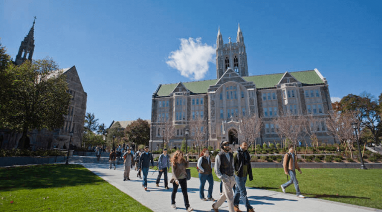 Students walking through quad